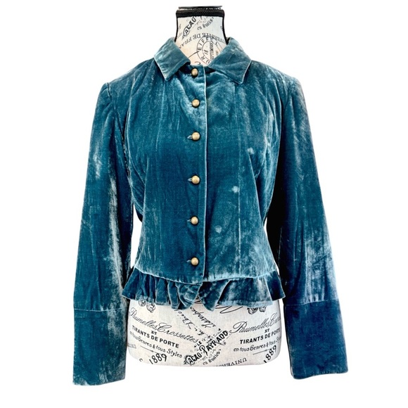 Elliott Lauren Women’s Silk-Blend Jacket. Emerald-Green. Size 6 - Picture 3 of 10